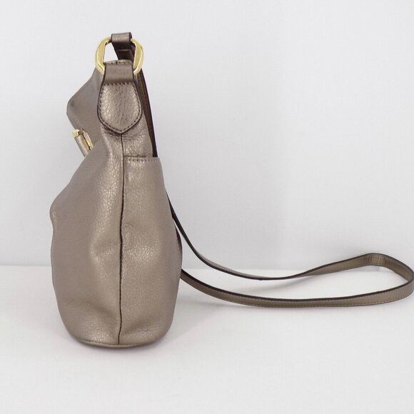 B. Makowsky Gold Metallic Trun-Lock Bucket Crossbody Bag - Picture 5 of 12